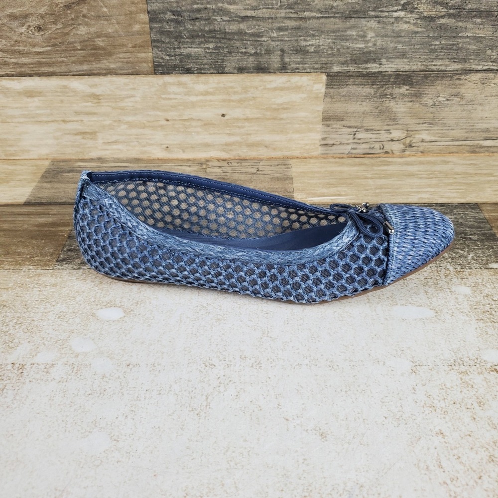 Anne Klein Lolita Womens Ballet Flats Sz 7.5 M Blue Woven Mesh Slip On Comfort
